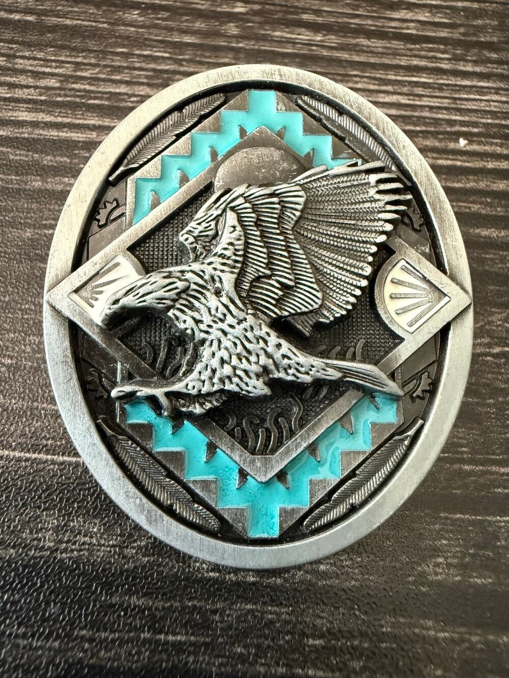 Southwestern Eagle and Turquoise Belt Buckle